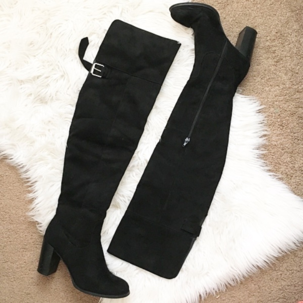 FOREVER 21 "faux suede over the knee boots"